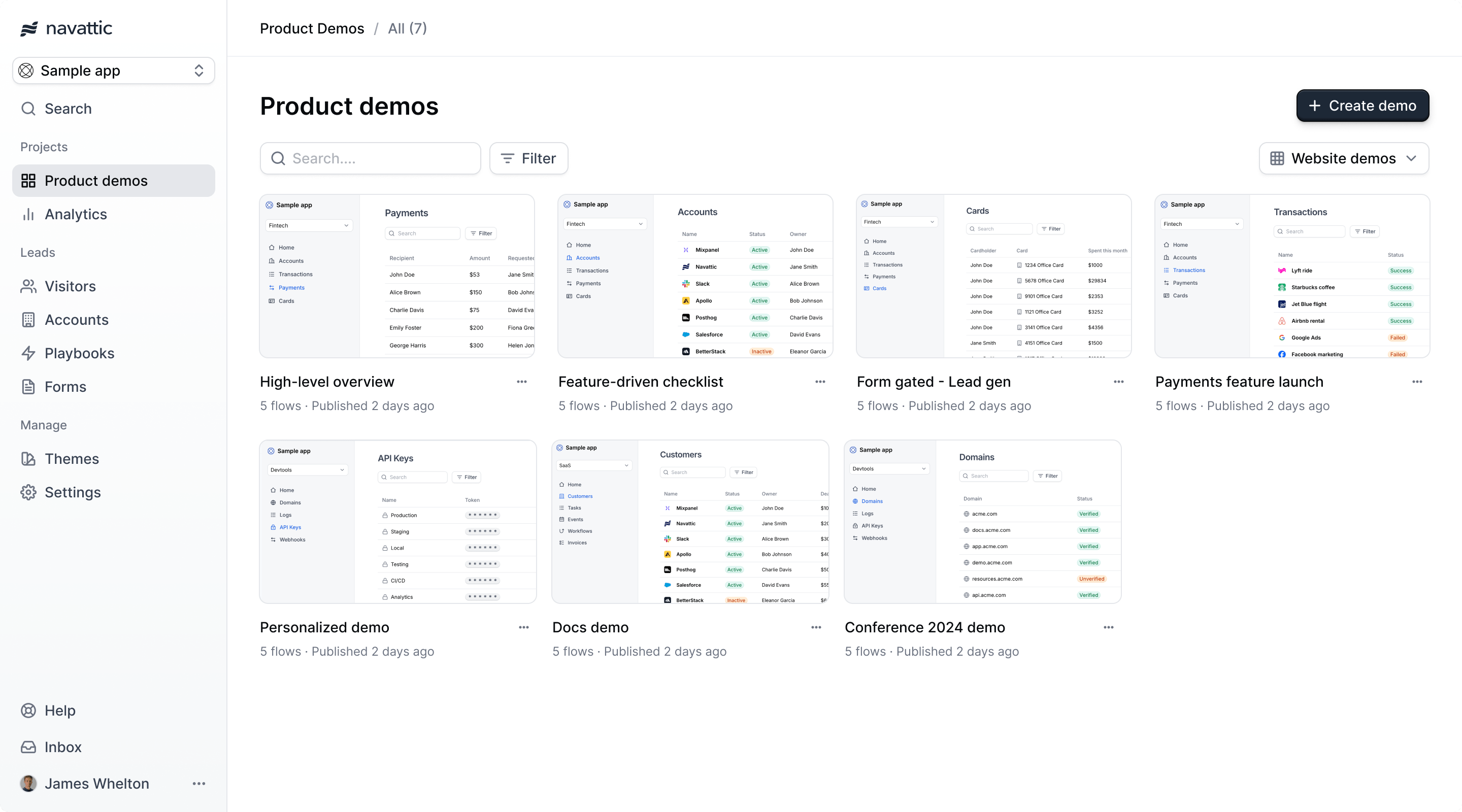 Navattic dashboard