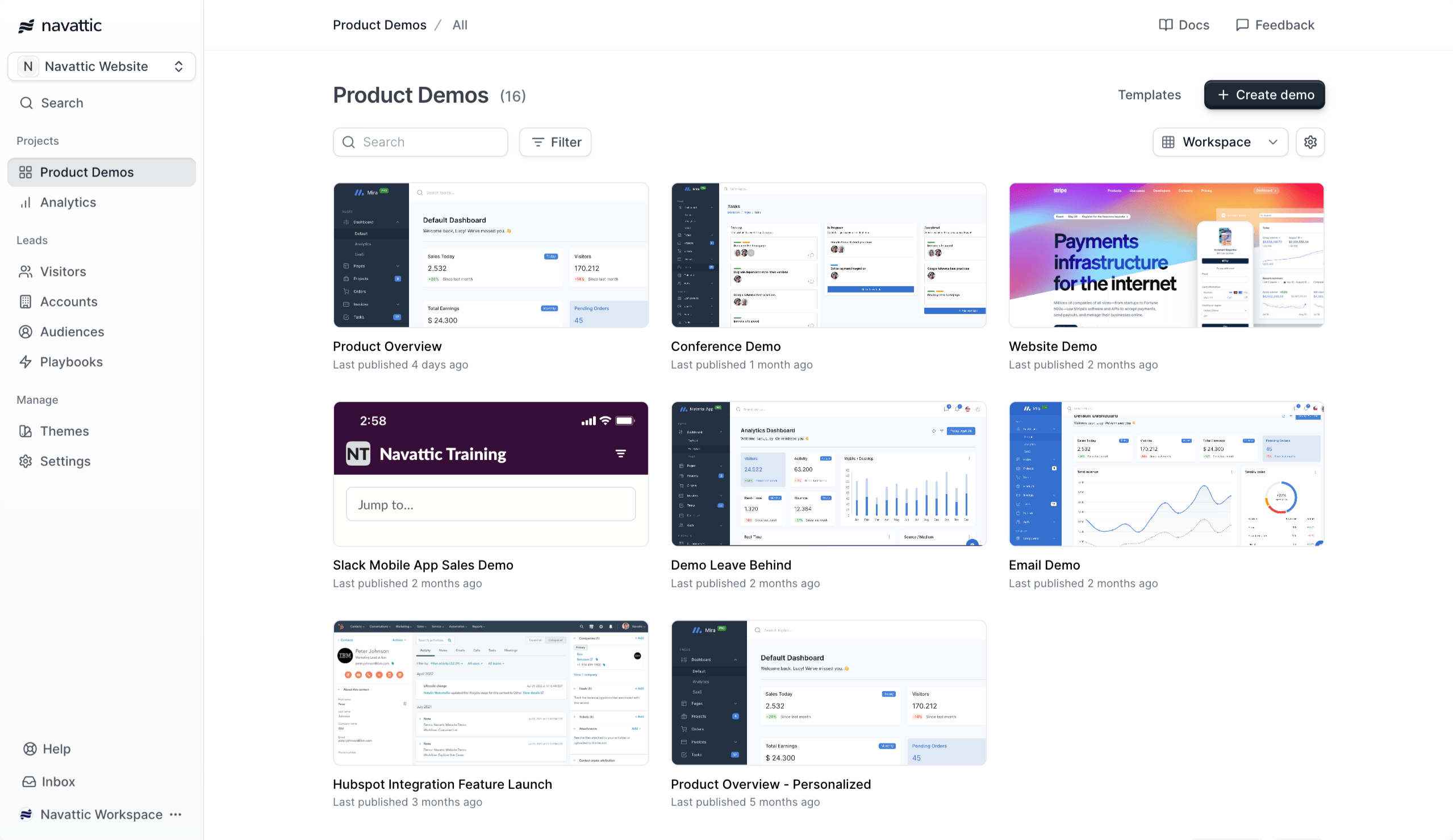 Navattic dashboard