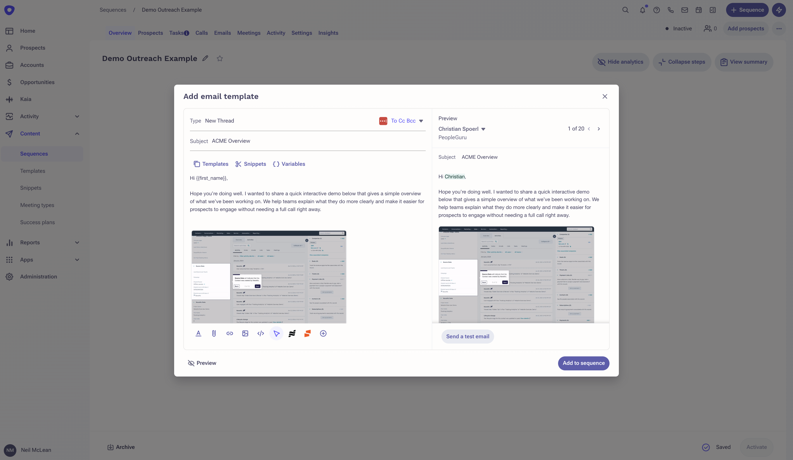 Outreach dashboard