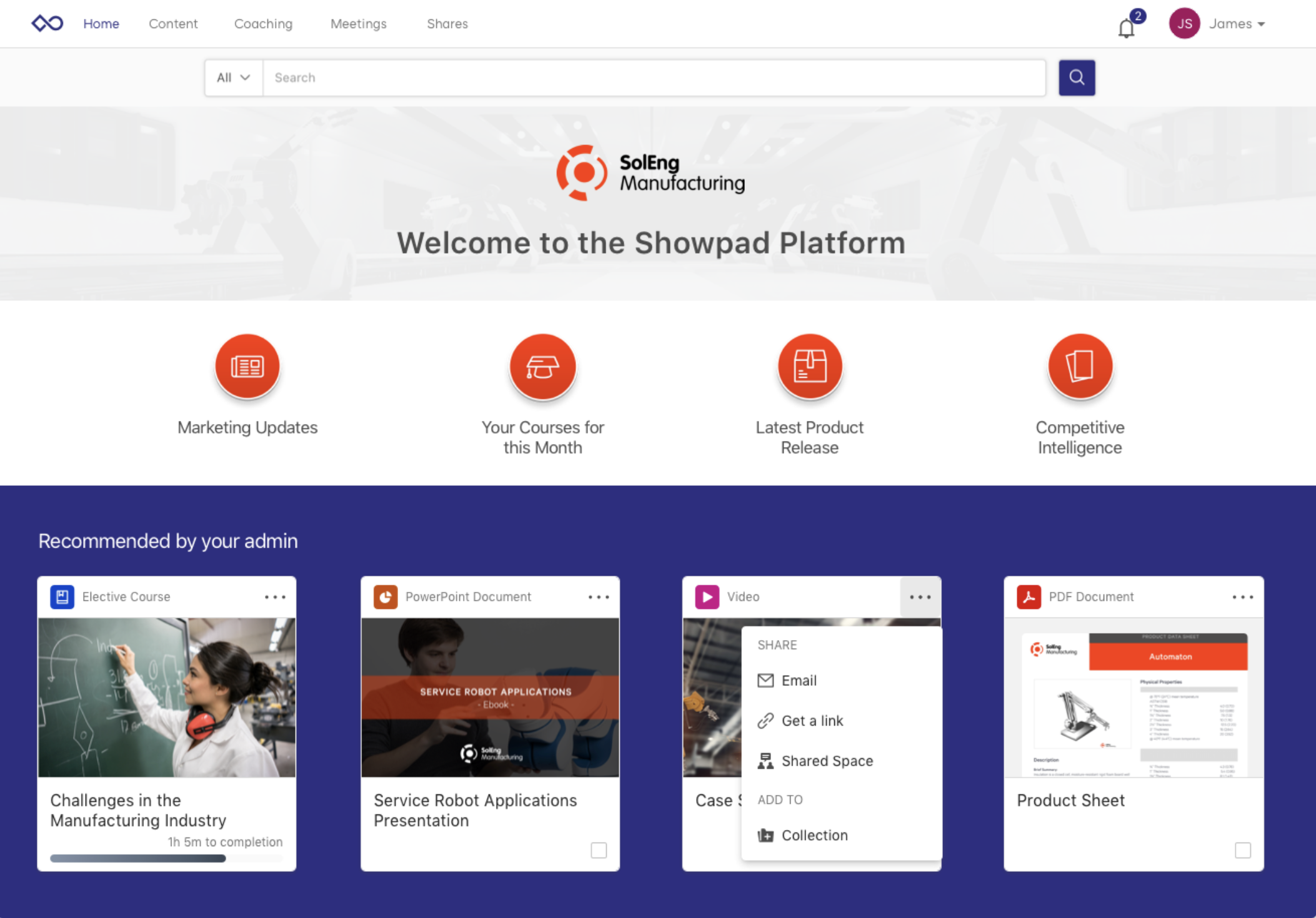 Showpad dashboard